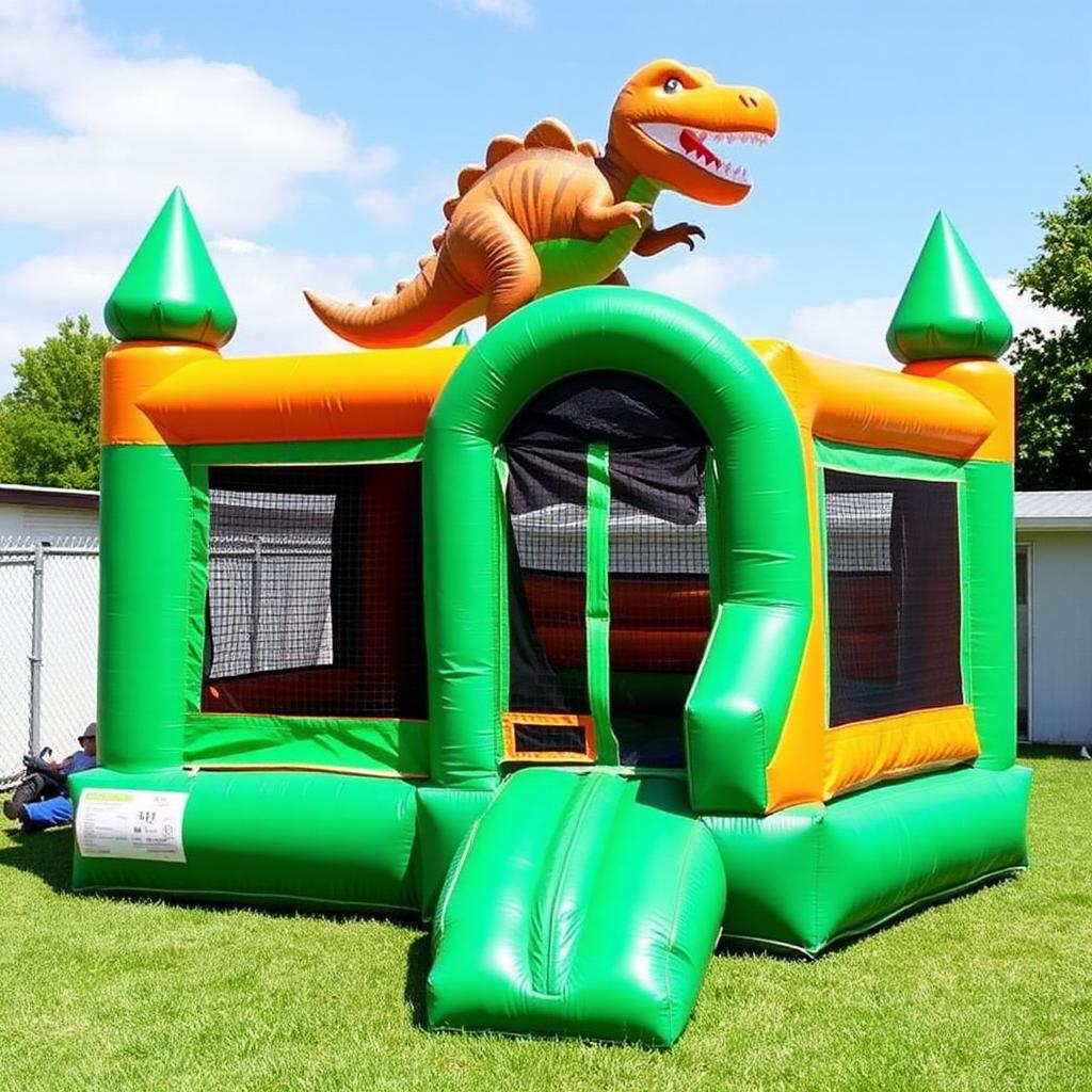 Overdekt springkussen met dinosaurus huren in Hattem